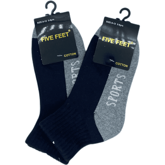 Cotton Quarter Crew Cushion Socks - Black/Grey 2PK