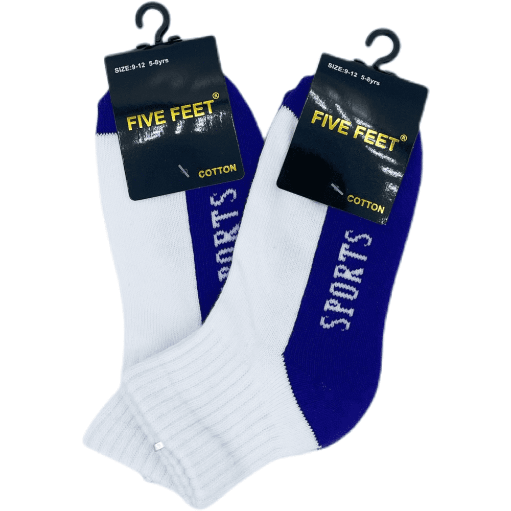 Cotton Quarter Crew Cushion Foot Sport Socks - White/Dark Purple