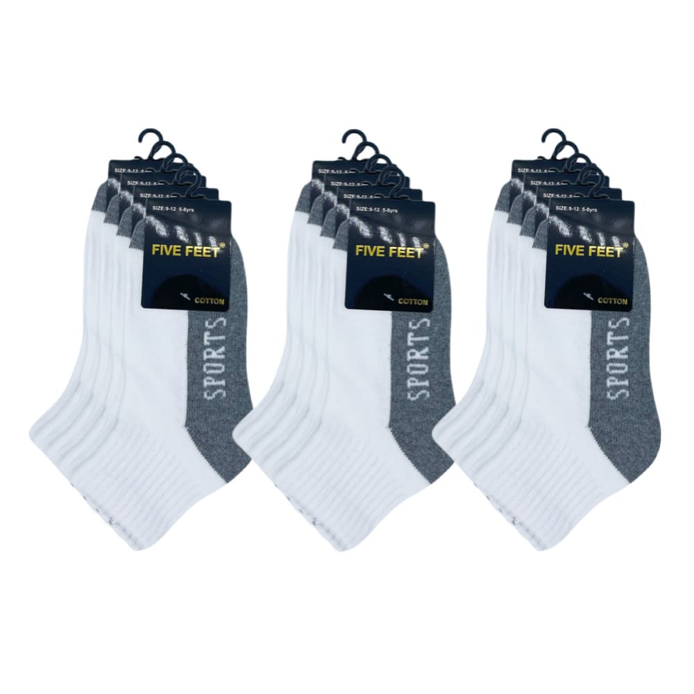 Cotton Quarter Crew Cushion Foot Sport Socks - White/Grey