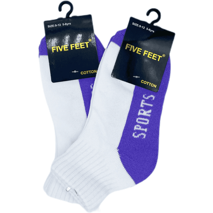 Cotton Quarter Crew Cushion Foot Sport Socks - White/Purple 12PK