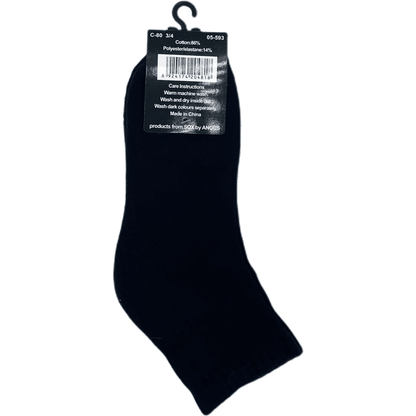 Cotton Quarter Crew Cushion Foot Sport Socks - Black