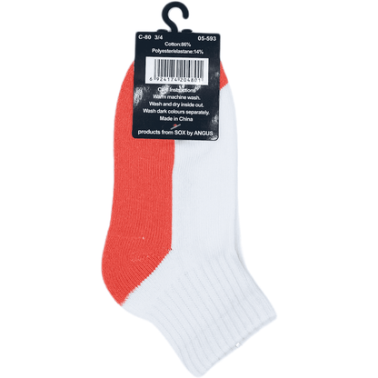 Cotton Quarter Crew Cushion Foot Sport Socks - White/Orange
