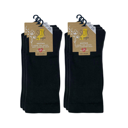 Cotton Plain Cushion Foot Loose Top Socks - Brown - NO SEAM