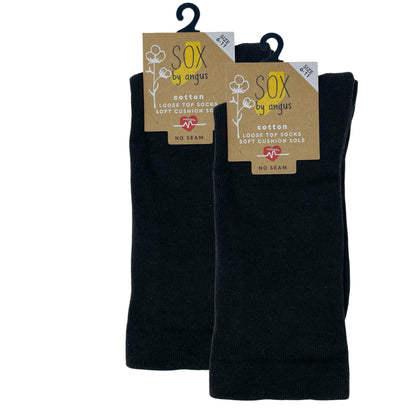 Cotton Plain Cushion Foot Loose Top Socks - Brown - NO SEAM
