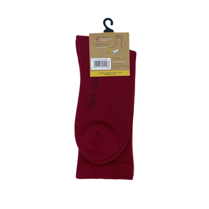 Cotton Plain Cushion Foot Loose Top Socks - Burgundy - NO SEAM