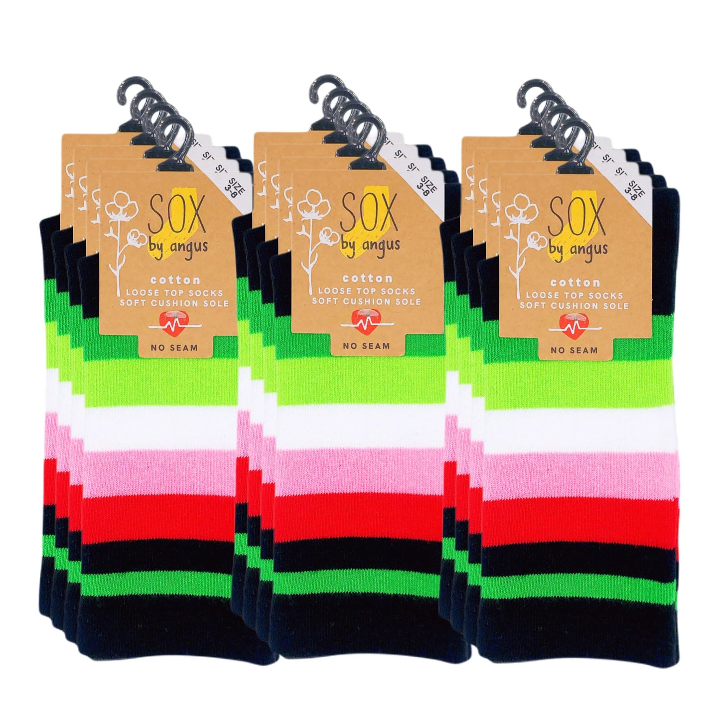 Cotton Loose Top Socks - NO SEAM - Wide Stripes