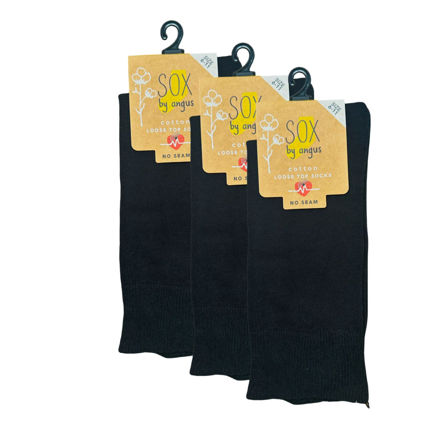 Buy Cotton Loose Top Socks - NO SEAM - Black | Wholesale Cotton Loose ...