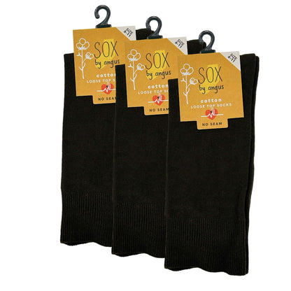 Cotton Loose Top Socks - NO SEAM - Brown