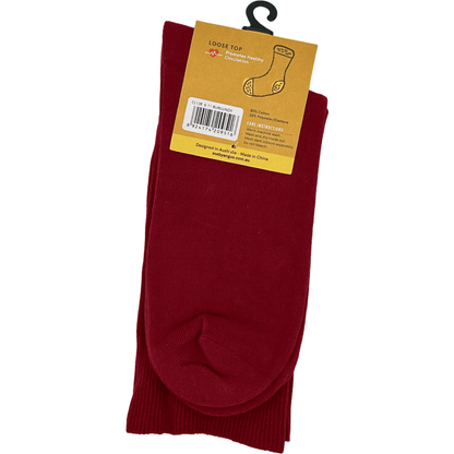 Cotton Loose Top Socks - NO SEAM - Burgundy