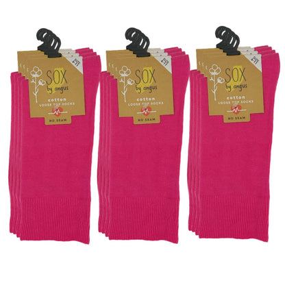 Cotton Loose Top Socks - NO SEAM - Hot Pink