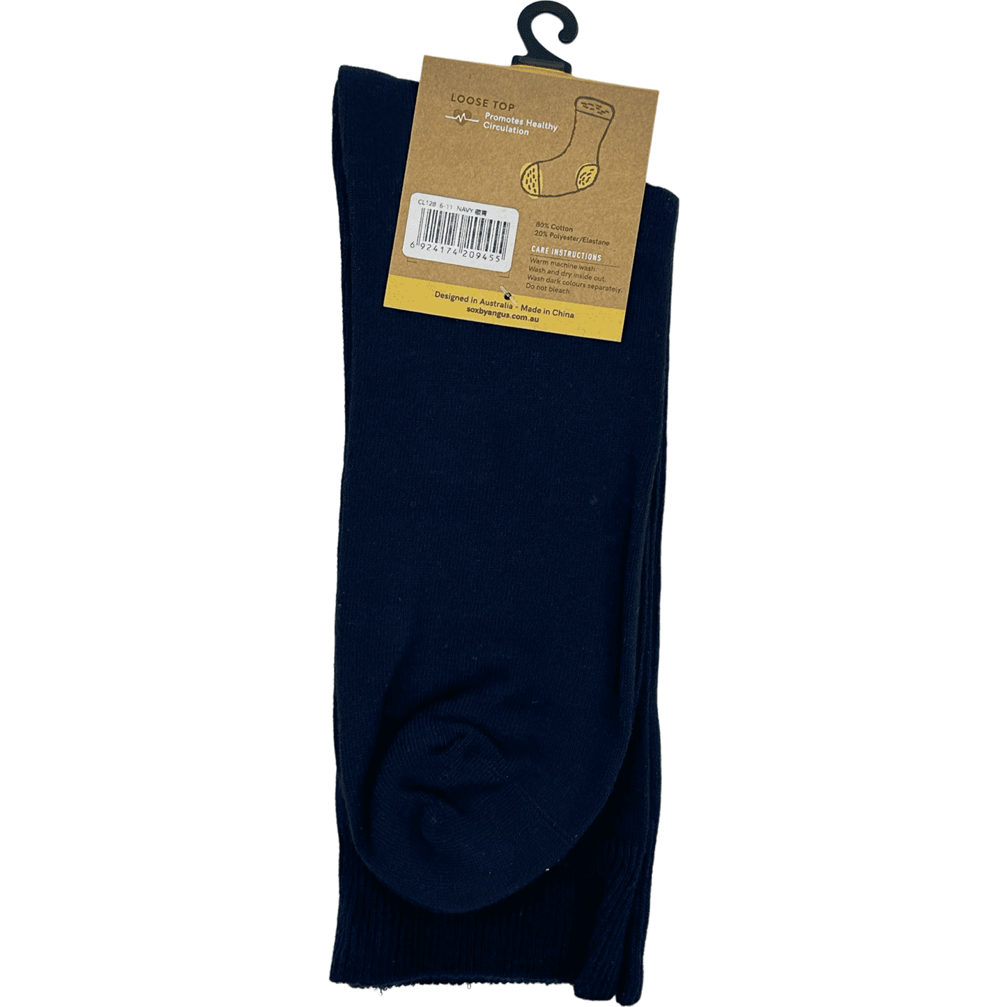 Cotton Loose Top Socks - NO SEAM - Navy