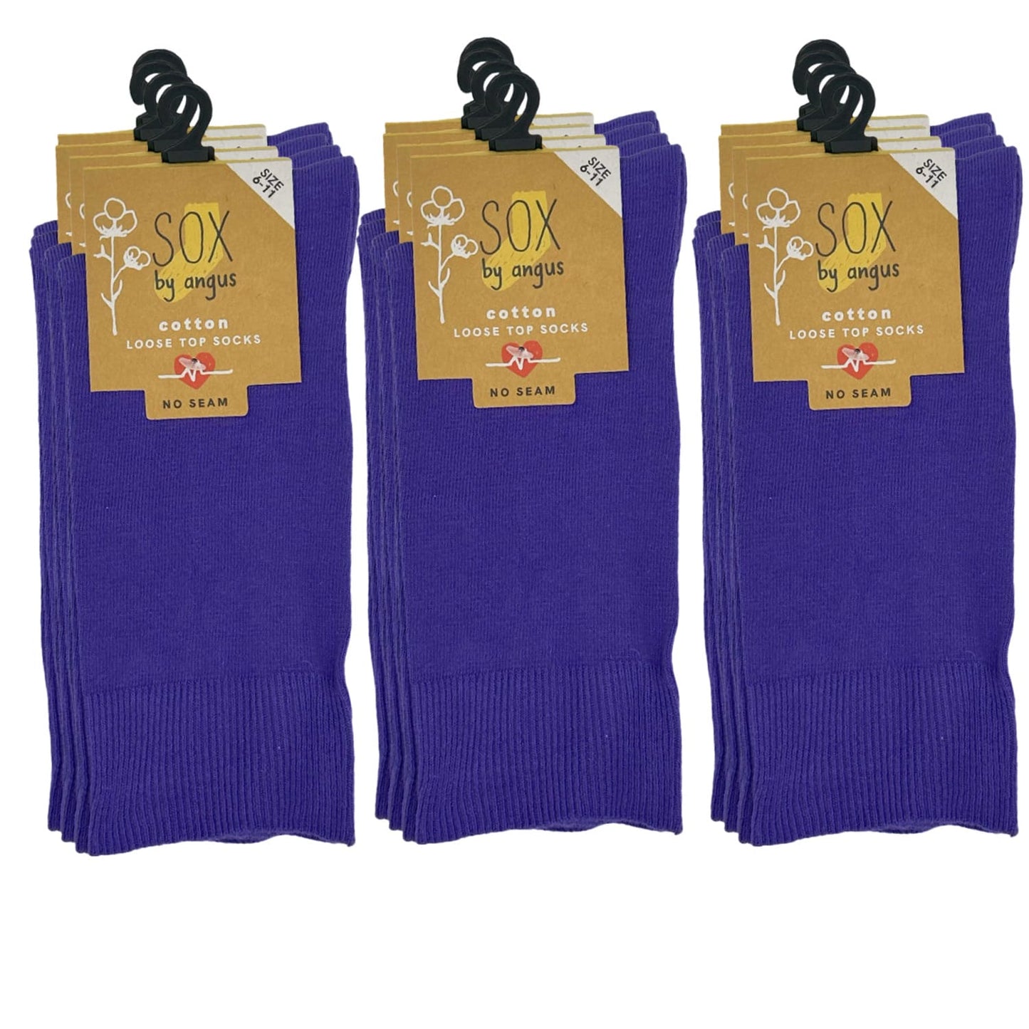 Cotton Loose Top Socks - NO SEAM - Purple