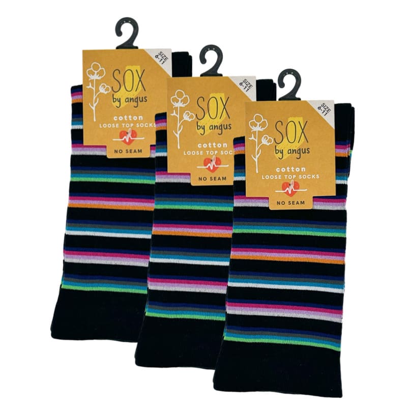 Buy Cotton Loose Top Socks - NO SEAM - Thin Stripes | Wholesale Cotton ...