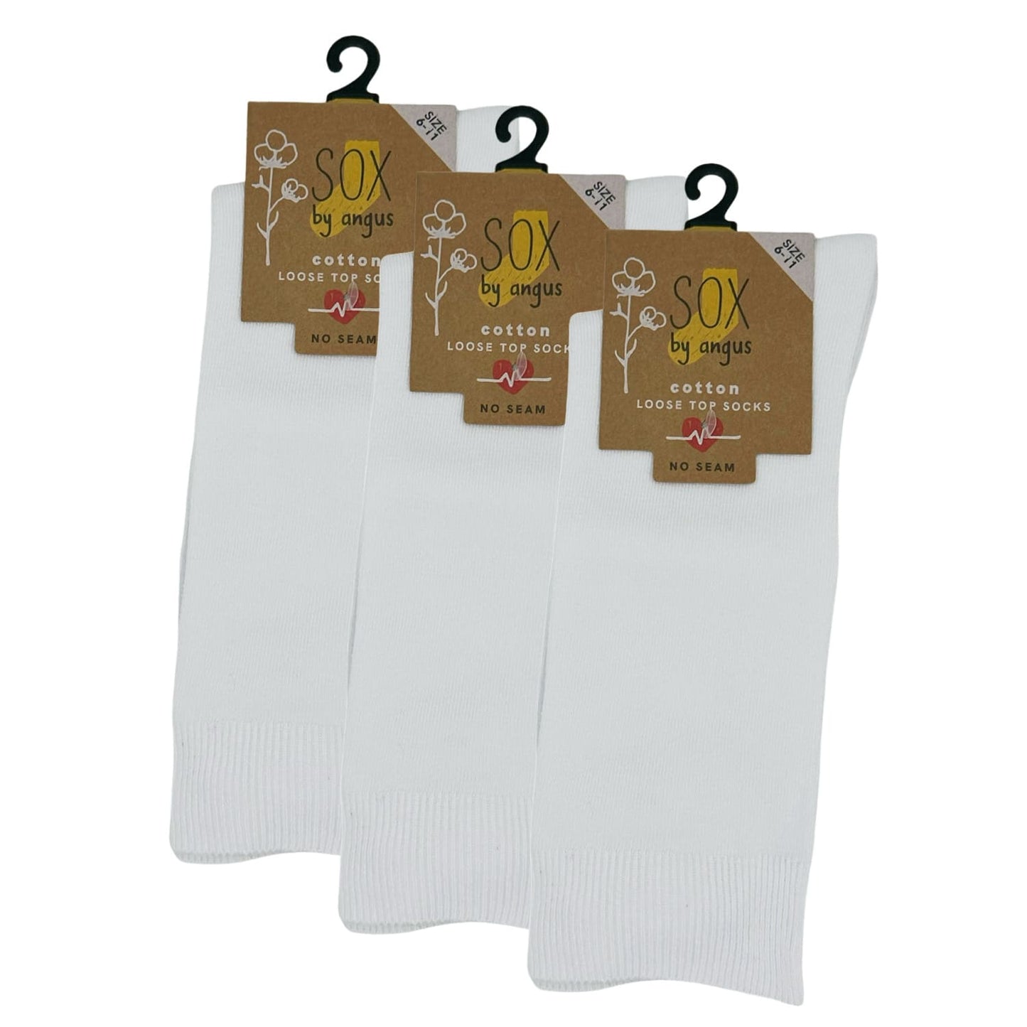 Cotton Loose Top Socks - NO SEAM - White