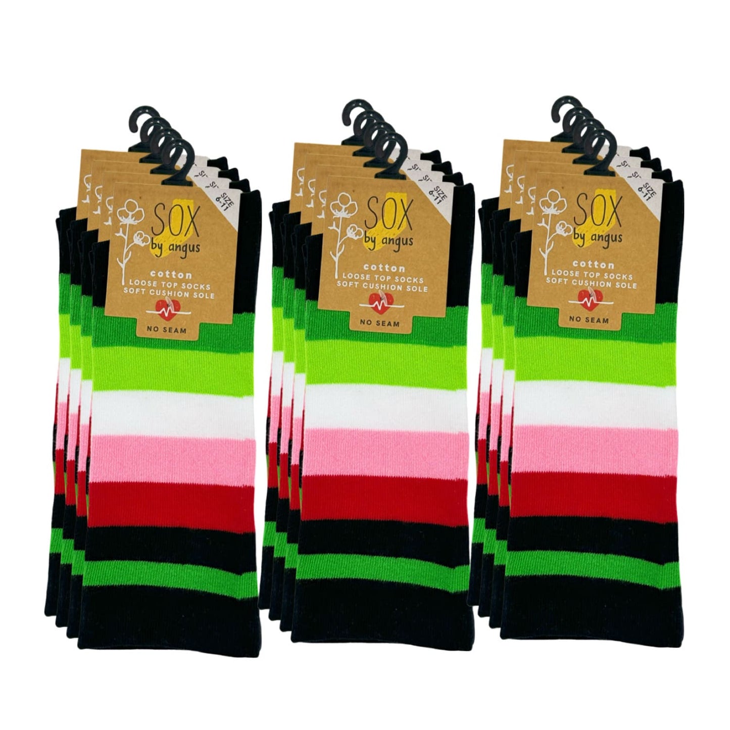 Cotton Loose Top Socks - NO SEAM - Wide Stripes