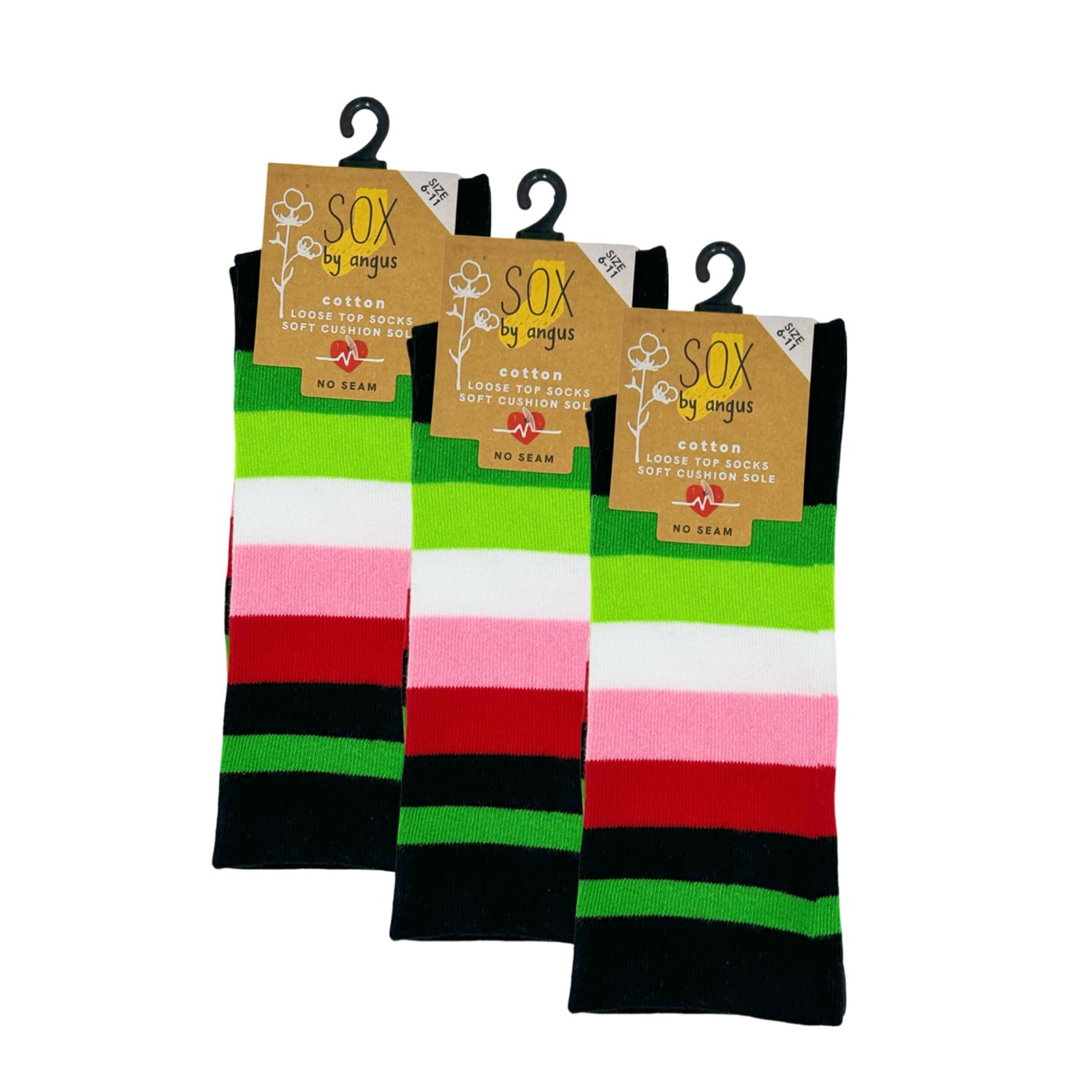 Buy Cotton Loose Top Socks - NO SEAM - Wide Stripes | Wholesale Cotton ...