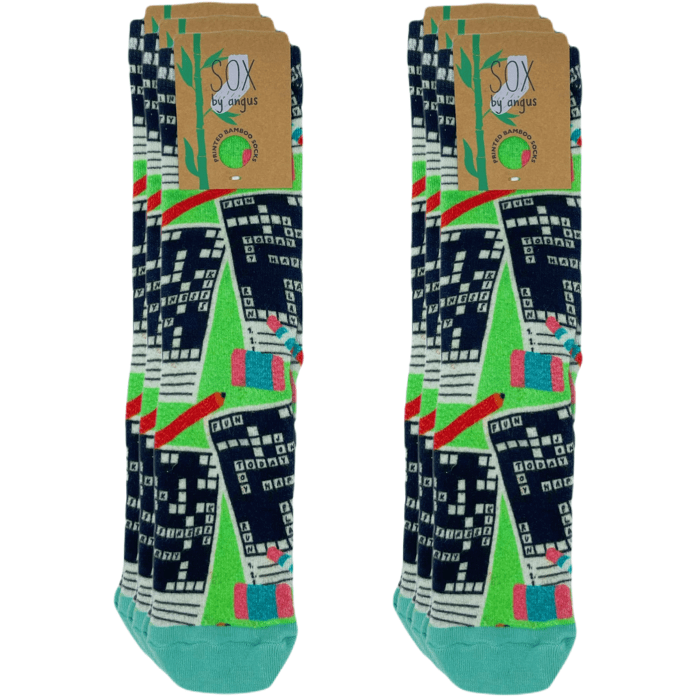 CROSSWORD SOCKS-Digital Printed Bamboo Novelty Socks