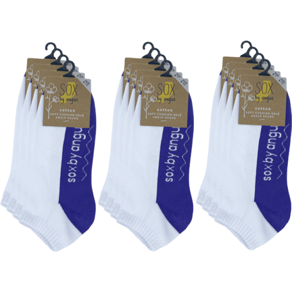 Cotton Cushion Anklet Socks - White/Purple