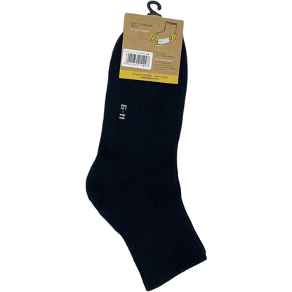 Cotton Quarter Crew Cushion Socks - Black