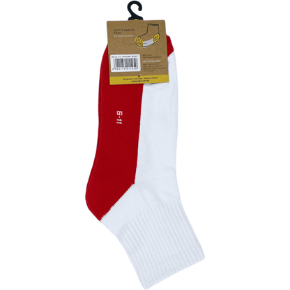 Cotton Quarter Crew Cushion Socks - White/Red