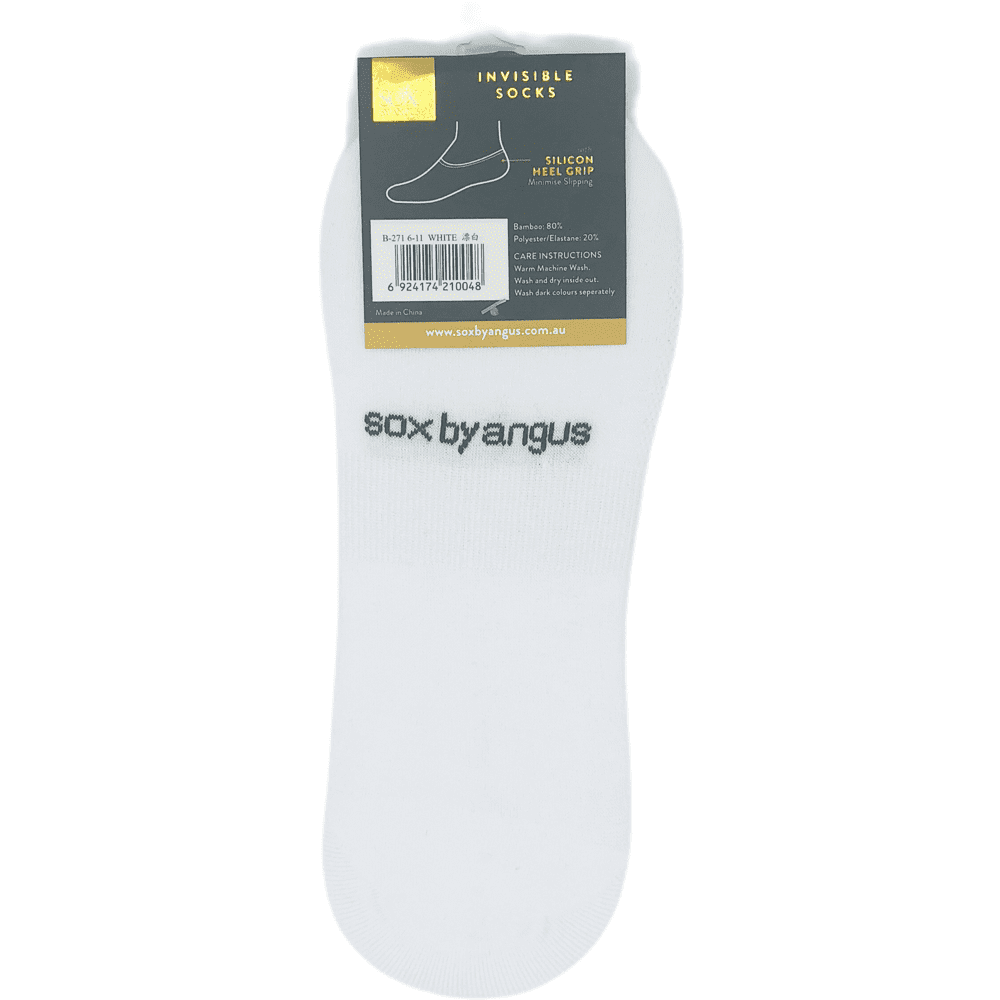 Bamboo invisible socks-high cut-White