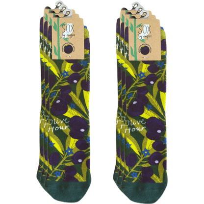 OLIVE HOUR SOCKS-Digital Printed Bamboo Novelty Socks