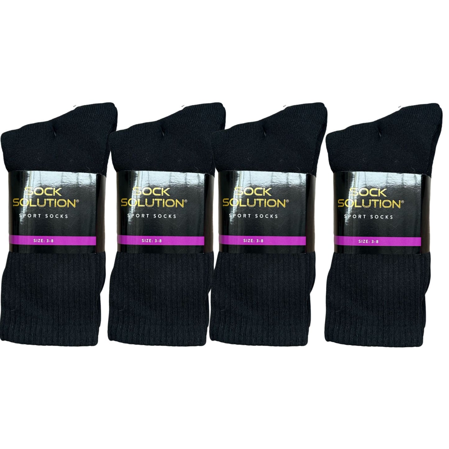 Recycle Cotton Crew Sport Socks - Black