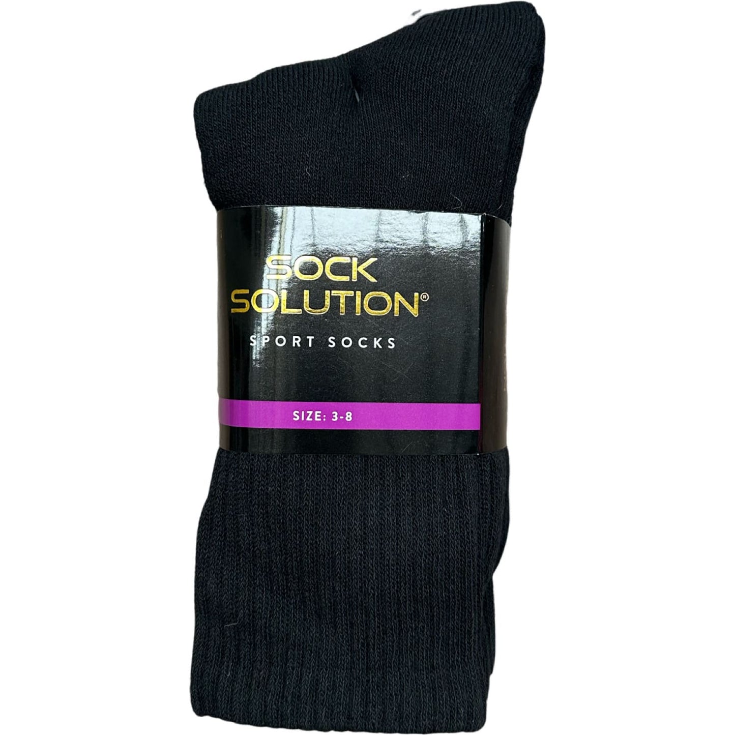 Recycle Cotton Crew Sport Socks - Black