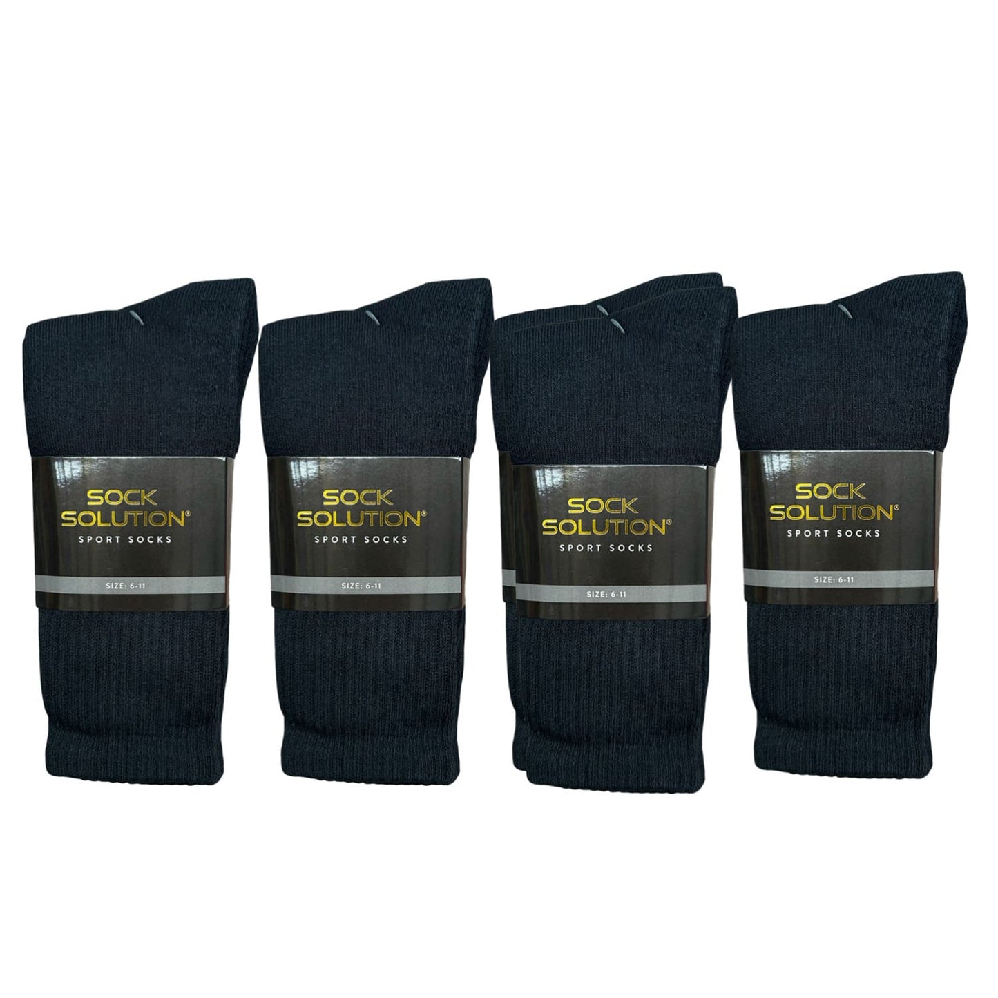 Recycle Cotton Crew Sport Socks - Black