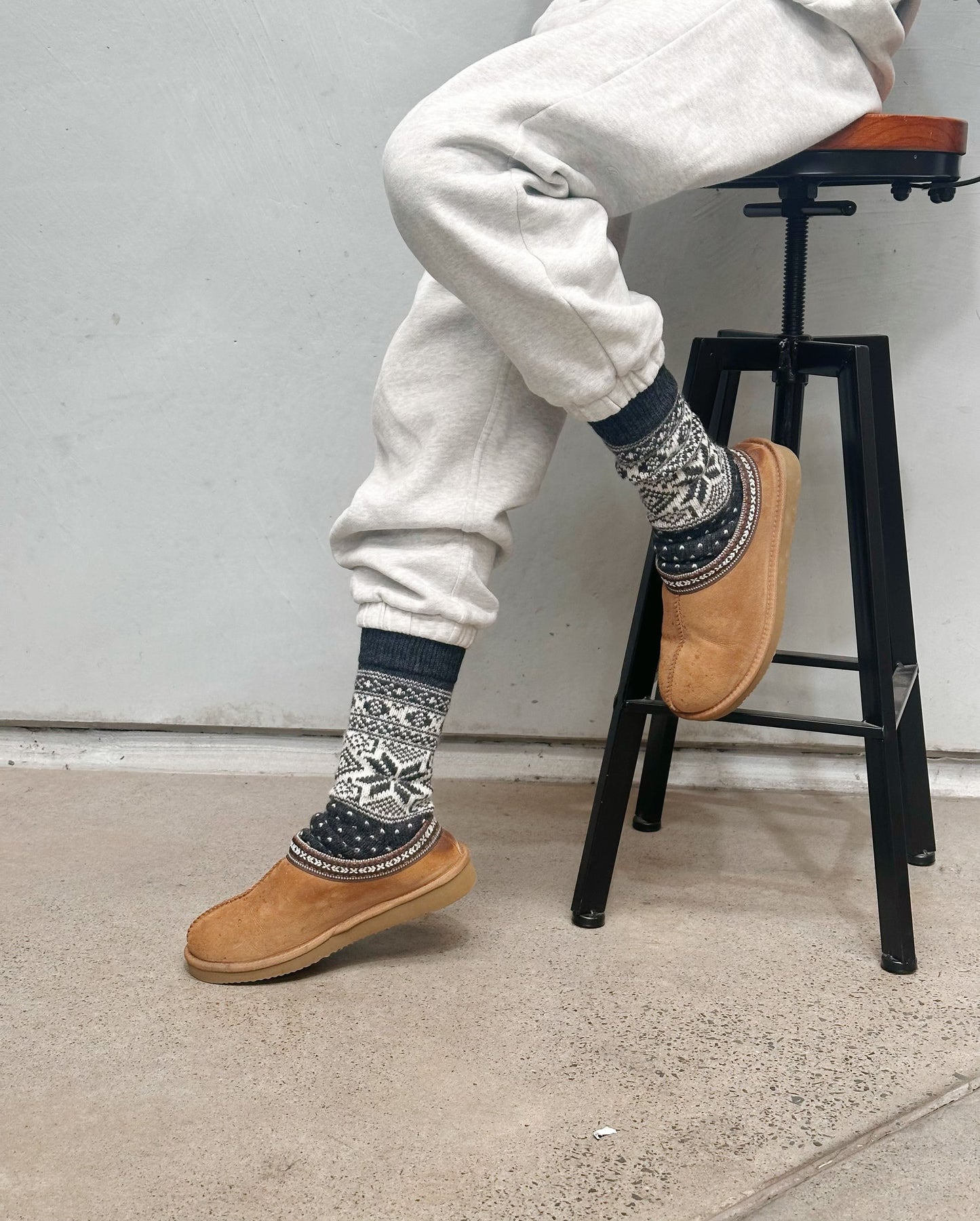 Snowflake Coke/White Colour EU Wool Socks