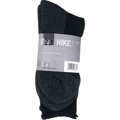 Wool Blend HIKE Socks 3 Pair Pack - Black/Grey