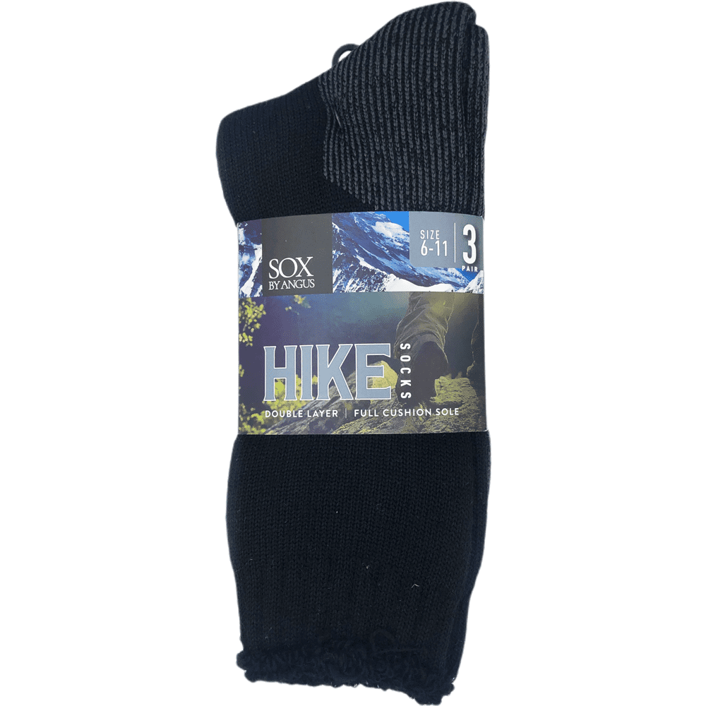 Wool Blend HIKE Socks 3 Pair Pack - Black/Grey