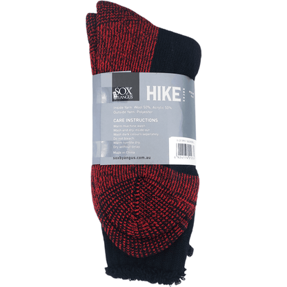 Wool Blend HIKE Socks 3 Pack - Black/Red