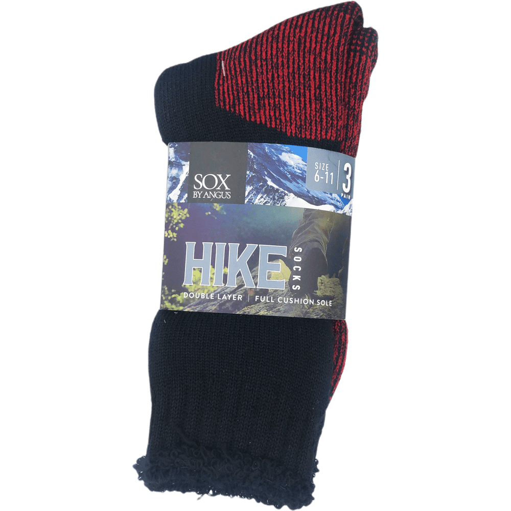 Wool Blend HIKE Socks 3 Pack - Black/Red