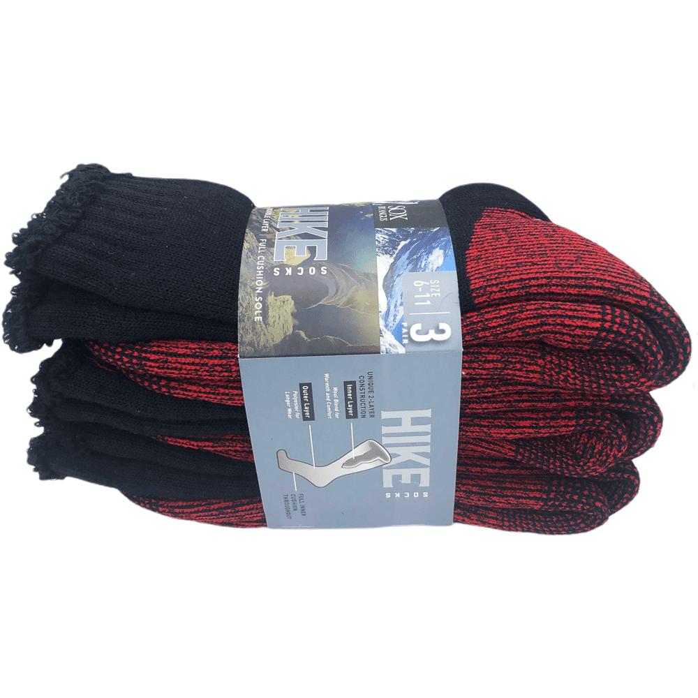 Wool Blend HIKE Socks 3 Pack - Black/Red