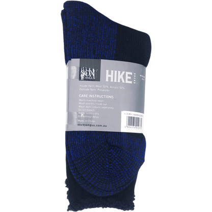 Wool Blend HIKE Socks 3 Pack - Black/Royal Blue