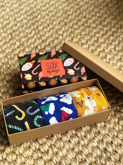 X'mas Gift Box E (Combed cotton novelty socks)