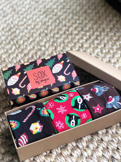 X'mas Gift Box F (Combed cotton novelty socks)