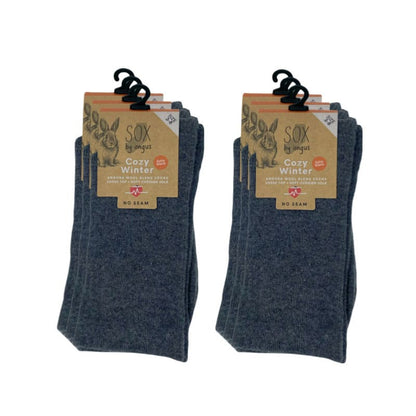 Angora Wool Blend Cushion Sole Loose Top Socks - NO SEAM - Charcoal