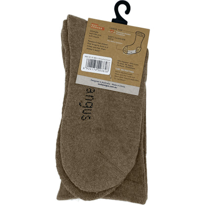 Angora Wool Blend Cushion Sole Loose Top Socks - NO SEAM - Mocha