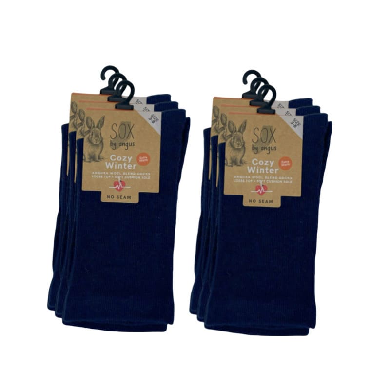 Angora Wool Blend Cushion Sole Loose Top Socks - NO SEAM - Navy – Sox ...