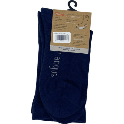 Angora Wool Blend Cushion Sole Loose Top Socks - NO SEAM - Navy