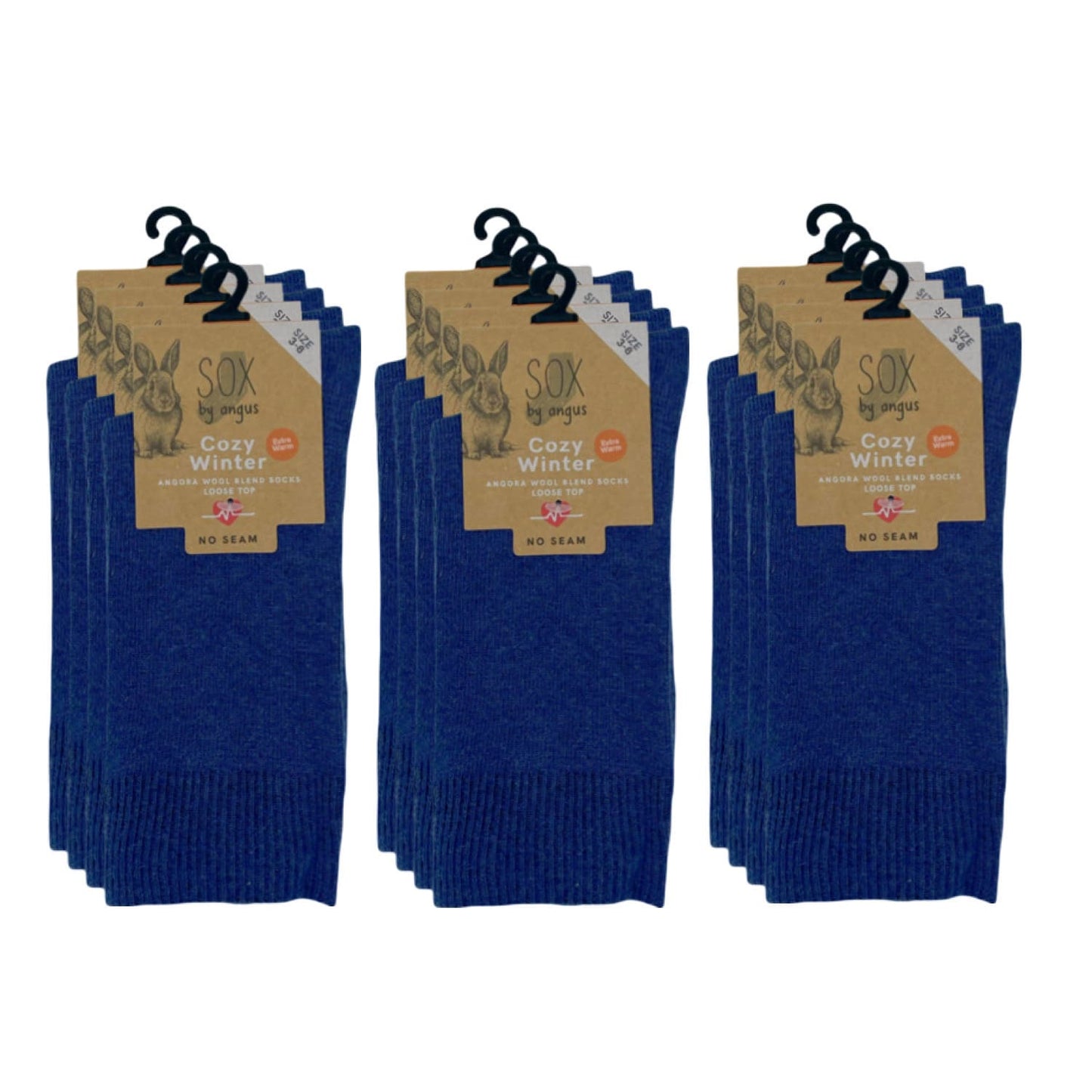 Angora Wool Blend Loose Top Socks - NO SEAM - Denim