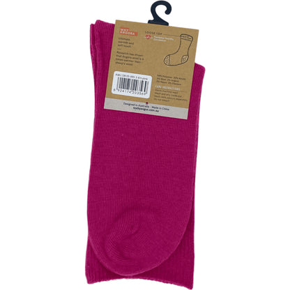 Angora Wool Blend Loose Top Socks - NO SEAM - Hot pink