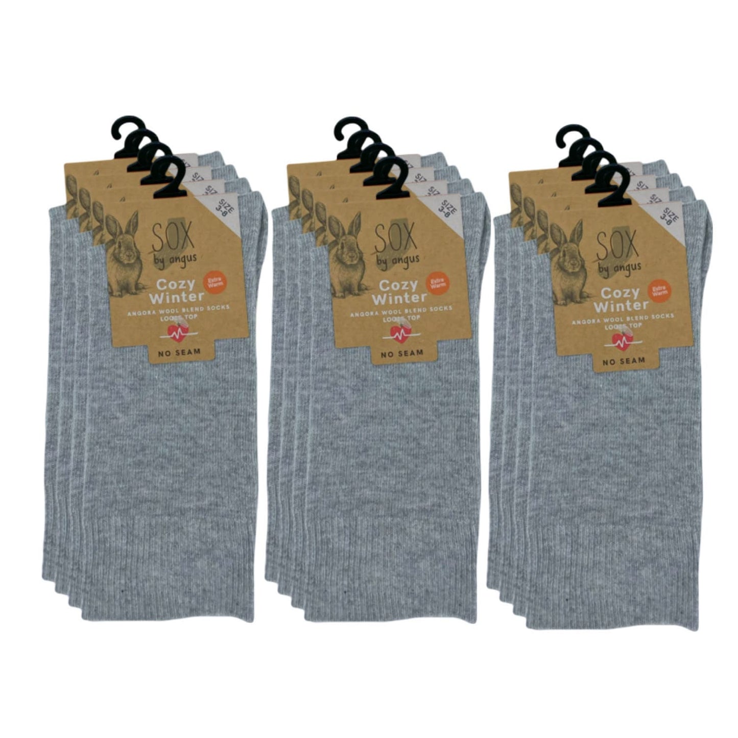 Angora Wool Blend Loose Top Socks - NO SEAM - Light grey