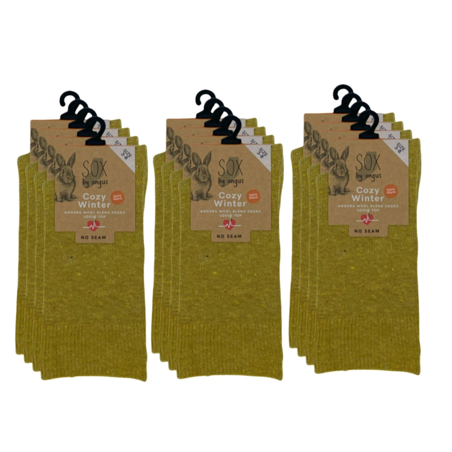 Angora Wool Blend Loose Top Socks - NO SEAM - Mustard