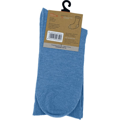 Angora Wool Blend Loose Top Socks - NO SEAM - Sky blue