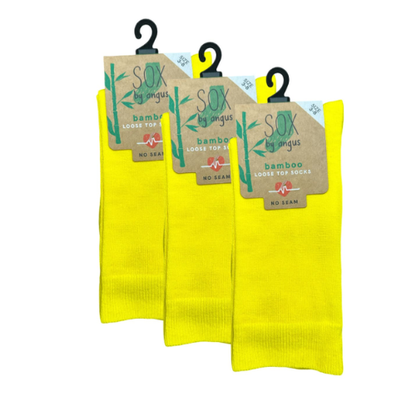 Bamboo Plain Loose Top Socks - NO SEAM - Yellow