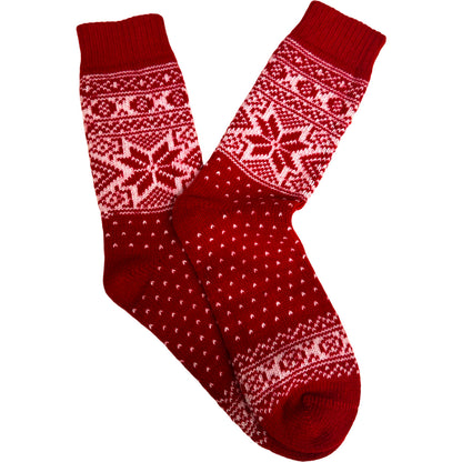 Snowflake Jeans: Red Colour EU Wool Socks