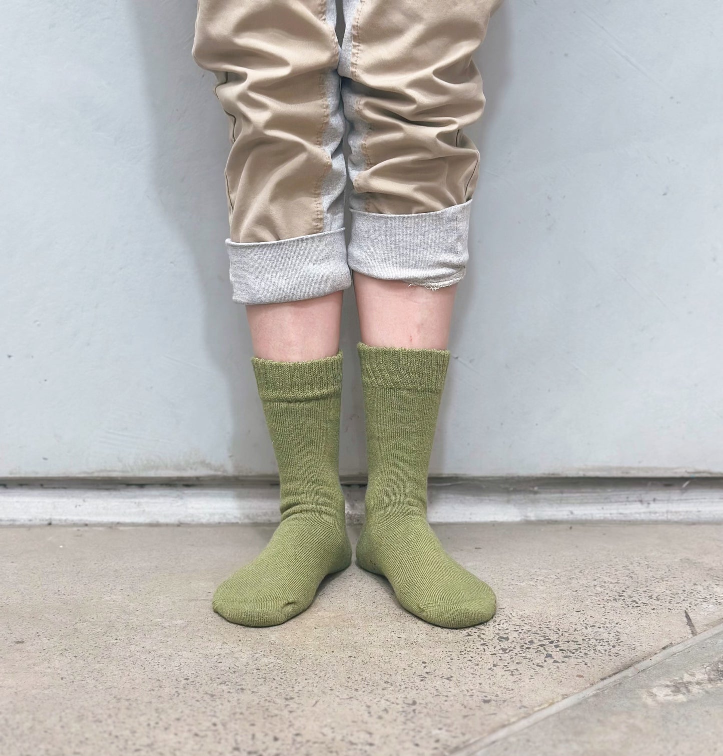 Angora Wool Blend Cushion Crew Socks - Orange